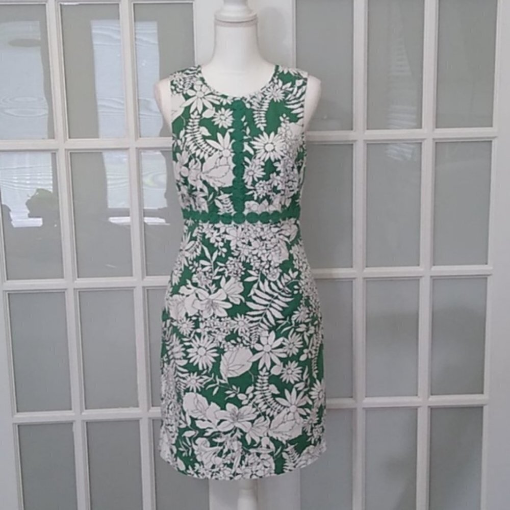 Boden Vivienne Green and White Floral Print Sheath Dress - Picture 2 of 16